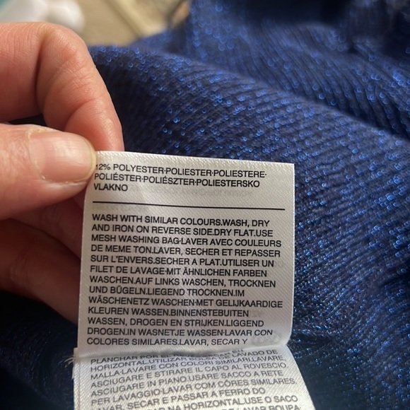 Clockhouse Blue Glittery Open Shoulder Stretchy Sweater Size M - Picture 11 of 15